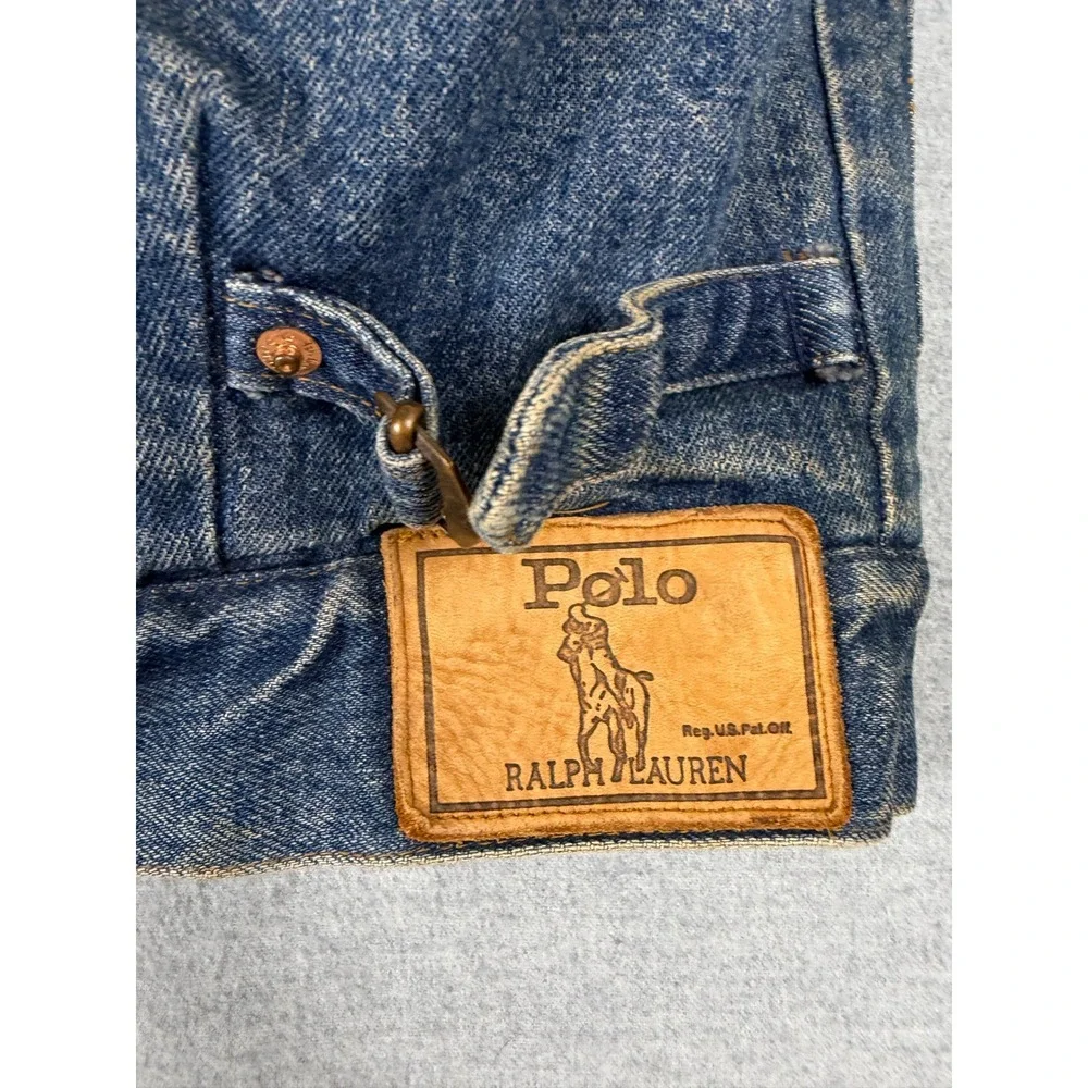 Vintage Polo Ralph Lauren Denim Vest Plaid Lined Blue Mens Medium 90s western